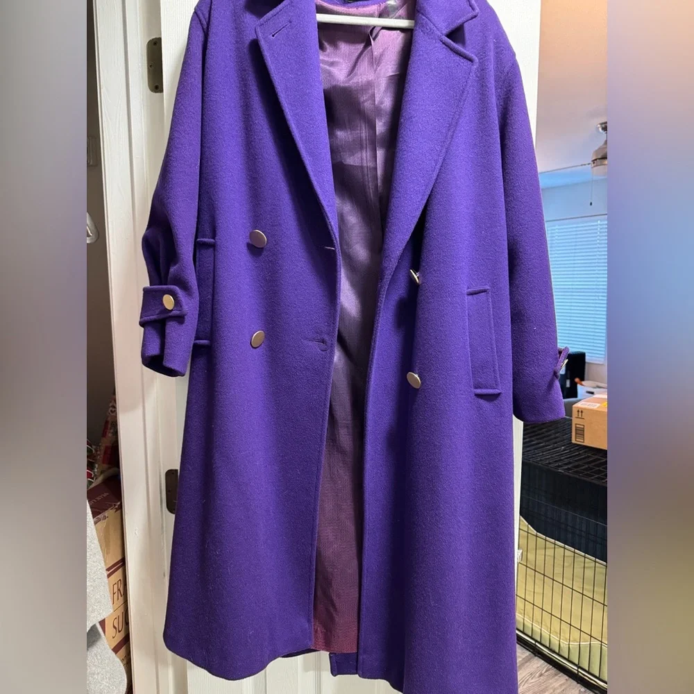 Vintage Portrait 100% Wool Purple Women's Coat - Picture 1 of 15